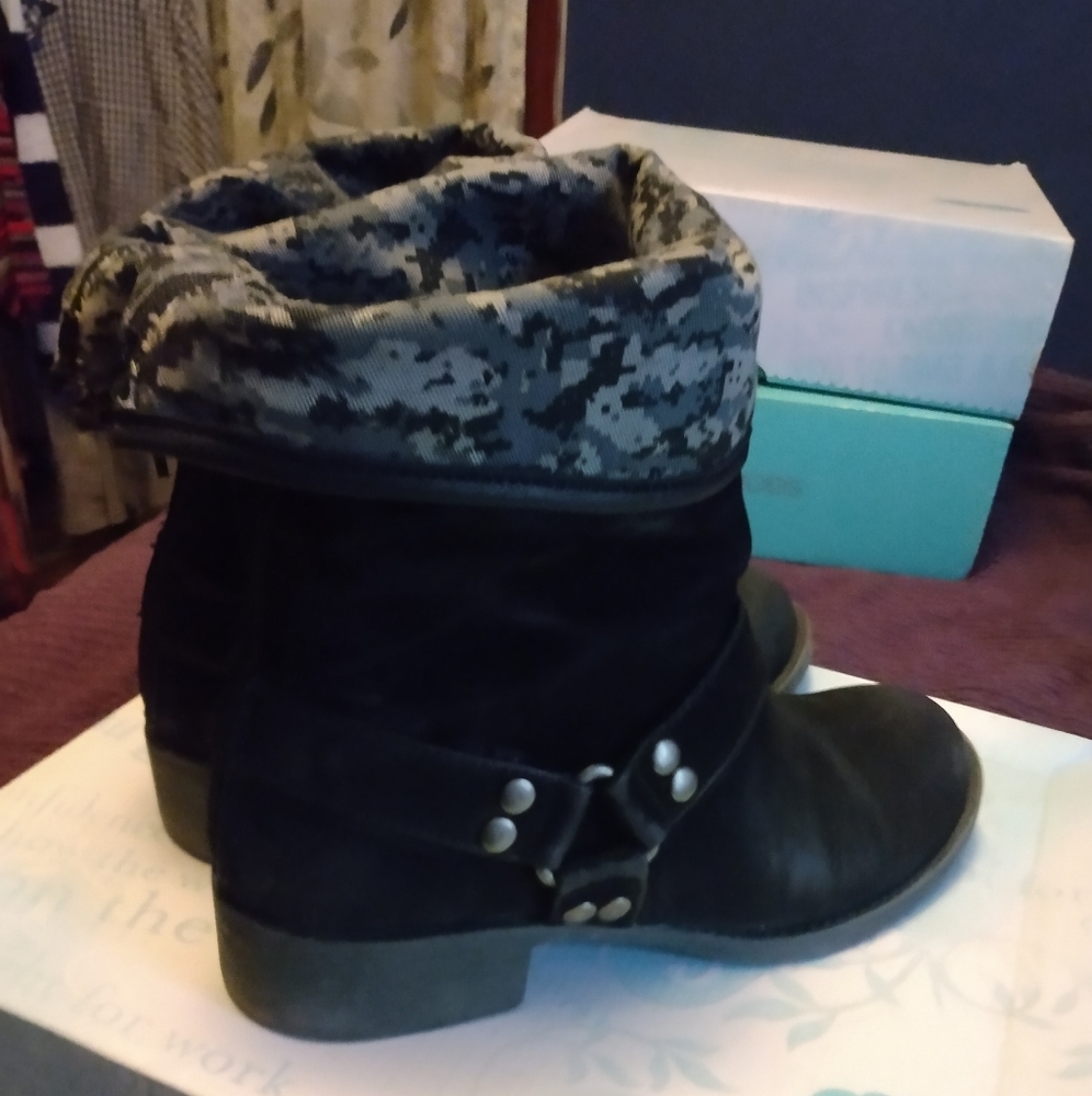 EUC FAUX BLACK SUEDE BOOTS